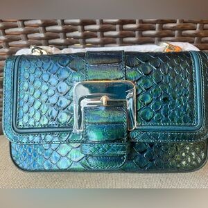 NWT Brahmin ROSA in EVERGREEN KALOPSIA Convertible Chain & Leather Strap Bag